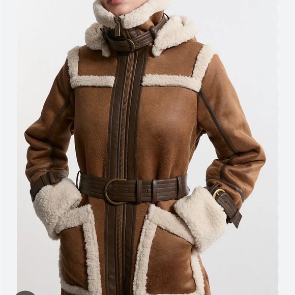 Karen Millen Tan and Cream Teddy Jacket - Picture 1 of 6